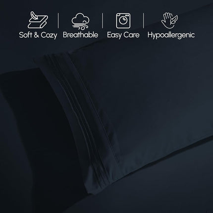 Elegant Comfort 4-Piece Bed Sheet Set - Luxury Bedding 1500 Premium Hotel Quality Microfiber, All Around Elastic 18-24 Inches Deep Fitted Sheet- Extra Deep Pocket Sheets, Full, Black