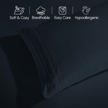 Elegant Comfort Luxurious 1500 Premium Hotel Quality Microfiber 4-Piece Sheet Set, 18-24 Inches Deep - Extra Deep Pocket Sheets - Ultra Soft 4PC Deep Pocket Sheets, King, Black