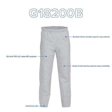 Gildan Kids' Elastic Bottom Youth Sweatpants, Black, Medium