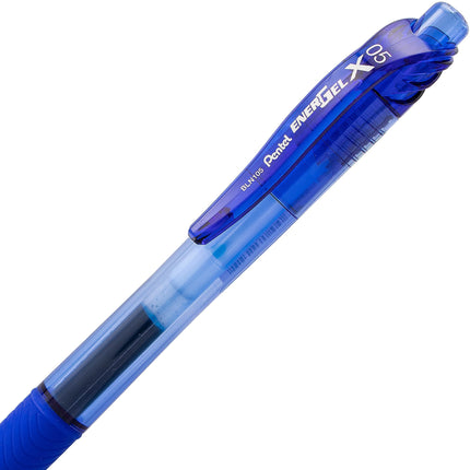 Bolígrafos de gel Pentel BLN105 con tapa de clic, trazo de 0.25 mm y bola de 0.5 mm, color azul (12 unidades)