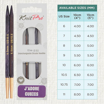 KnitPro J’Adore Cubics Interchangeable Circular Needles 5" (13cm) | 6.50mm