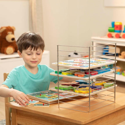 Melissa & Doug Puzzle Storage Rack - Wire Rack Holds 12 Puzzles - Puzzle Rack Organizer, Puzzle Holder Rack For Kids