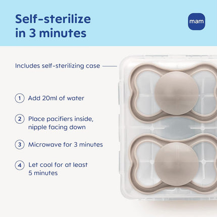 MAM Supreme Night Baby Pacifier, for Sensitive Skin, Patented Nipple, 2 Pack, 6-16 Months, Boy