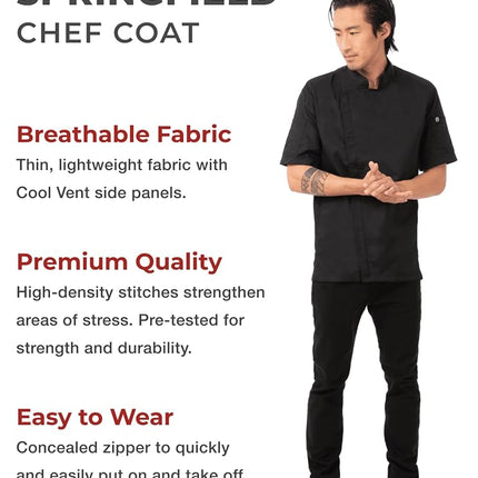 Chef Works Mens Springfield Coat Jacket, Black, L UK