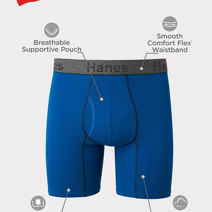 Hanes Men's Comfort Flex Fit Ultra Soft Stretch 3-pack Boxer Briefs, Regular Leg Assorted, L UK