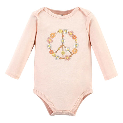Hudson Baby unisex-baby, bodysuits de algodón de manga larga, Paz Amor Flores, Prematuro