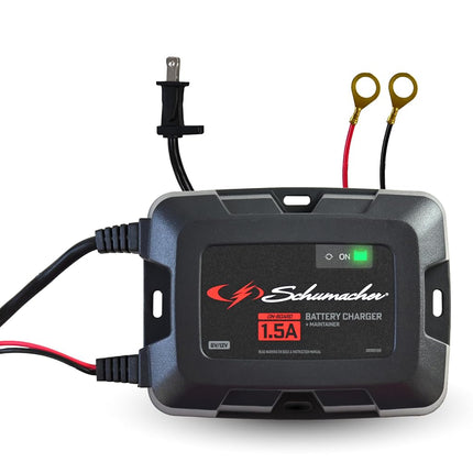 Cargador y Mantenedor de Baterías a Bordo Schumacher, 3 en 1, SC1587, 1.5 Amperios, 6 Voltios, 12 Voltios, Completamente Automático, Se Monta Debajo del Capó, para Baterías de Automóviles, Camiones y Vehículos Grandes