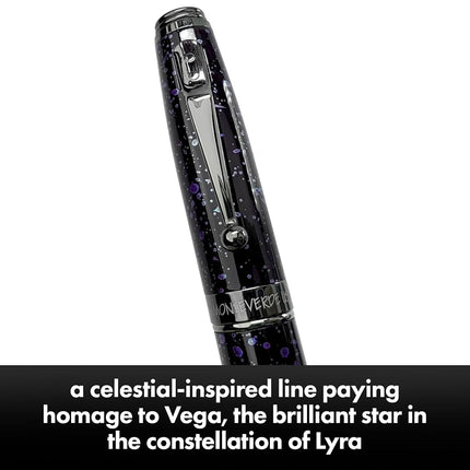 Monteverde Invincia Vega Starlight Purple Fountain Pen - Broad Nib, Artistic Design, Premium Writing Instrument