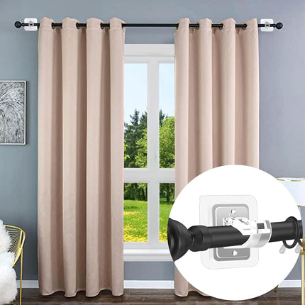 10PCS Curtain Rods No Drilling,NONO Bracket No Drill Curtain Rod Brackets Self Adhesive Curtain Rod Holders Nail Free Adjustable Curtain Rod Hooks Curtain Hangers for Bathroom Kitchen Bathroom Hotel