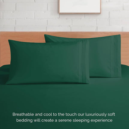 Elegant Comfort Luxurious 1500 Premium Hotel Quality Microfiber 4-Piece Sheet Set, 18-24 Inches Deep - Extra Deep Pocket Sheets - Ultra Soft 4PC Deep Pocket Sheets, California King, Hunter Green