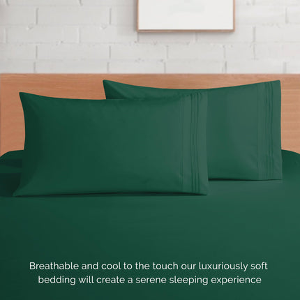 Elegant Comfort Luxurious 1500 Premium Hotel Quality Microfiber 4-Piece Sheet Set, 18-24 Inches Deep - Extra Deep Pocket Sheets - Ultra Soft 4PC Deep Pocket Sheets, King, Hunter Green