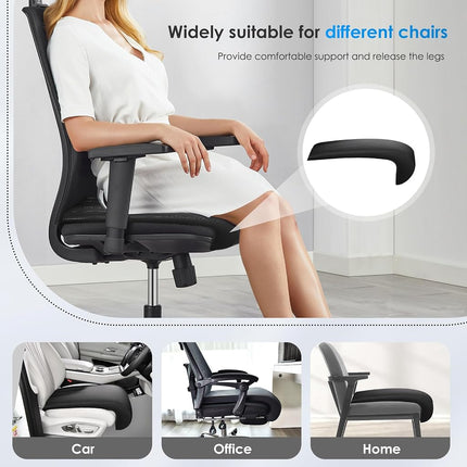 FLORICH Car Seat Extender Leg Extender Support Cushion for Driver Seats Office Chair, Leather Carseat Leg Support for Long Drivers Universal Car Seat Cushion Legs Rest Pads-Black