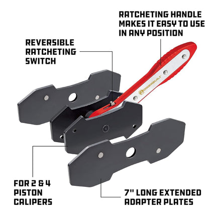 Powerbuilt 647796 Ratcheting Caliper Piston Tool Set, 1 Pack