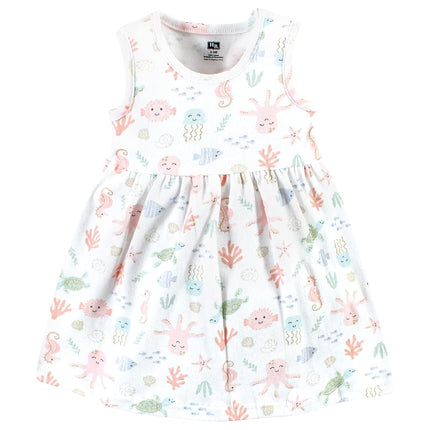 Hudson Baby Conjunto de vestido y cárdigan de algodón para bebés, Pastel Sea, 4T