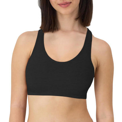 Hanes Women's Racerback Bralette Pack, Low Impact Sports Bra, Solid Or Assorted, 3-Pack, Opaque, Black/Black/Black, M (Pack of 3)