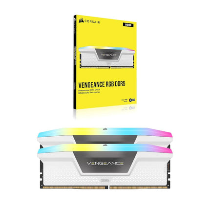 CORSAIR VENGEANCE RGB DDR5 RAM 32GB (2x16GB) Up to 6400MHz CL36 Intel XMP iCUE Compatible Computer Memory - White (CMH32GX5M2B6400C36W)