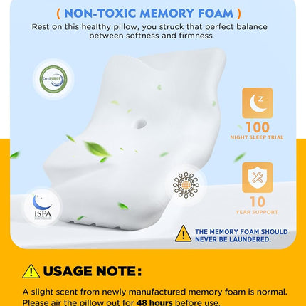 Osteo Cervical Pillow for Neck Pain Relief, Hollow Design Odorless Memory Foam Pillows with Cooling Case, Adjustable Orthopedic Bed Pillow for Sleeping, Support for Side Back Sleepers