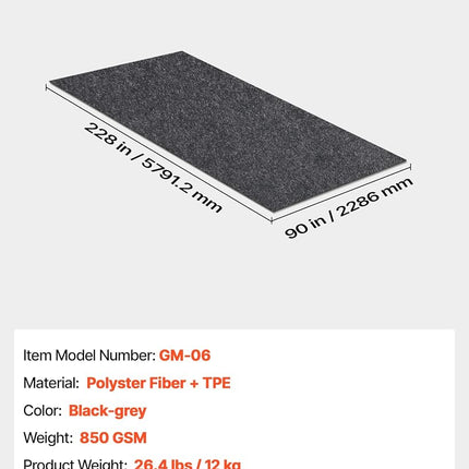 VEVOR Garage Floor Mat, 2.3 x 5.79 M Waterproof Protection from Water,Snow, Rain,Mud and Oil for Cars, Non-Slip Heavy Duty Containment Mat with TPE Anti-Leak Backing & Easy to Clean & Cuttable