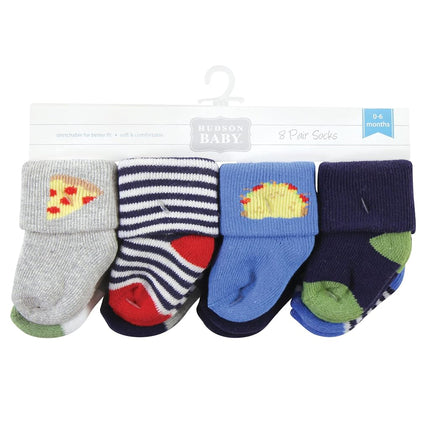 Hudson Baby Baby Girls' Cotton Rich Newborn and Terry Socks, Snacks, 0-6 Months