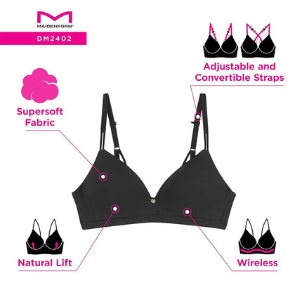 Maidenform Women's, Everyday Luxe T-Shirt, Wireless Convertible Bra, Opaque, Beige Bisque, 36B