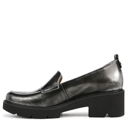 Naturalizer Women's Classic Loafer, Black/Silver, 7.5 Wide