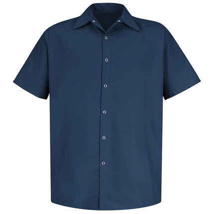 Red Kap Men's Short Sleeve Specialized Pocketless Work Shirt, Navy, Large