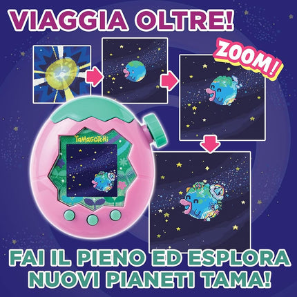 Bandai - Tamagotchi Paradise Water - Virtual Pet to Wind Up - Tamagotchi Interactive Toy in German, Zoom Rotary Wheel - Water Model in Blue - Toy for Children from 6 Years - 43422