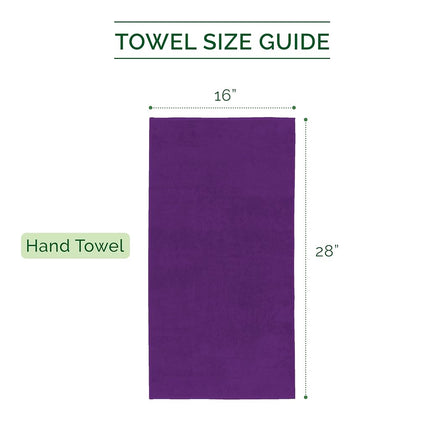 Elegant Comfort Luxury 100% Turkish Cotton Corduroy Ribbed 4 Pack Hand Towel Set 16 x 28 Inch - Absorbent, Super Soft, Quick Dry, Premium Towels for Bathroom, Gym, Spa and Hotel Use, Purple