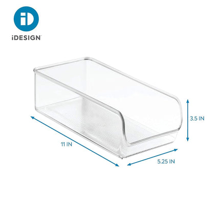 InterDesign Linus Refrigerator and Freezer Storage Organizer Bins for Kitchen, 11" x 5.5" x 3.5", Set of 2, Clear