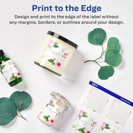 Avery Glossy White Square Labels with Sure Feed, 2-1/8" x 2-1/8", 300 Glossy White Labels, Print-to-The-Edge, Permanent Label Adhesive, Laser/Inkjet Printable Labels