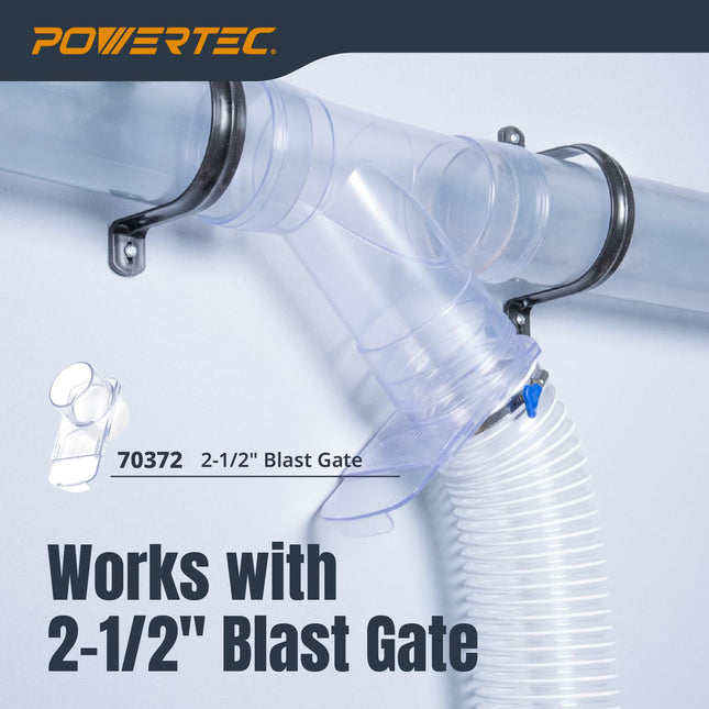 POWERTEC 70176V Clear PVC Dust Collection Pipe 2-1/2" x 36" Long, 1PK