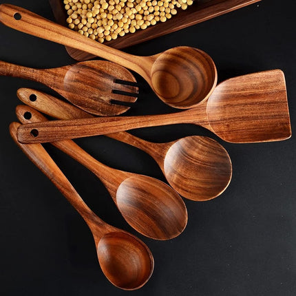 Wooden Spoons for Cooking,12 Pack Wooden Utensils for Cooking Wooden Kitchen Utensils Set Wooden Cooking Utensils Natural Teak Wooden Spatulas for Cooking (12Pcs)