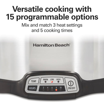 Hamilton Beach 4 Quart Programmable Slow Cooker, Silver,33443