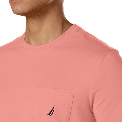 Nautica Men's Solid Crew Neck Short Sleeve T-Shirt, Pale Coral, 1X