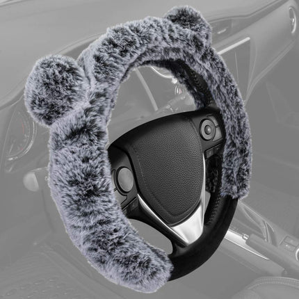 BDK Housse de volant en peluche Ours - Joli protecteur en fausse laine pour femmes et jeunes filles, s'adapte aux volants de 14,5 à