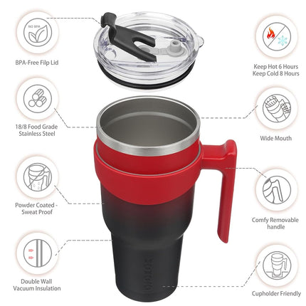 BJPKPK 1200 ml Tumbler with Handle & Straw, Insulated Stainless Steel Mug