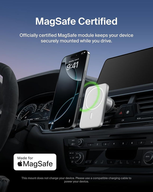 Belkin MagSafe Vent Mount - Magnetic Phone Holder for iPhone 14, 13, 12 Pro Max, Pro, Mini Models (Renewed Premium)