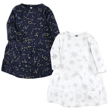 Hudson Baby Baby Girls' Cotton Dresses, Metallic Snowflake Star, 0-3 Months