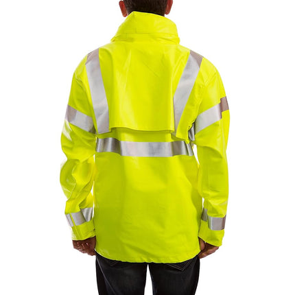 Eclipse J44122.SM ANSI 107 Class 3 Jacket with 2" Silver Reflective Tape, Small, Fluorescent Yellow/Green