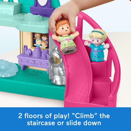 Fisher-Price Disney Frozen Castillo de Arendelle con luces y sonidos Little People, 2 figuras de personajes, juguetes para niños pequeños