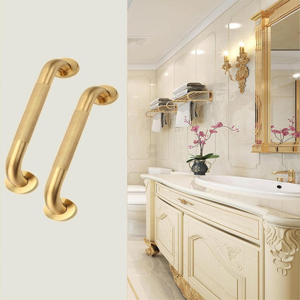 Rackickyer Shower Grab Bar, 2 Pack 32 Inch Gold Bathroom Bar, 1.25" Diameter 304 Stainless Steel Anti-Slip for Bathtubs and Showers, Handicap Support for Seniors Elderly