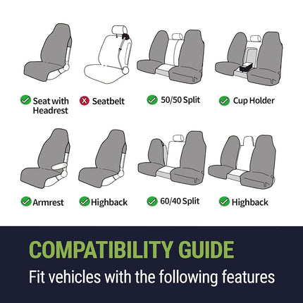 Season Guard Terry Cloth Sweat Towel Seat Cover; Carseat Towel Protector; Great for Gym Workout; Waterproof; Universal Fit for Car SUV Van Truck; EZ fit; Non Slip Grip; Machine Washable; 2pc Grey
