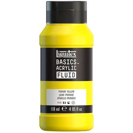 Liquitex BASICS Acrylic Fluid Paint, 118ml (4-oz) Bottle, Primary Yellow