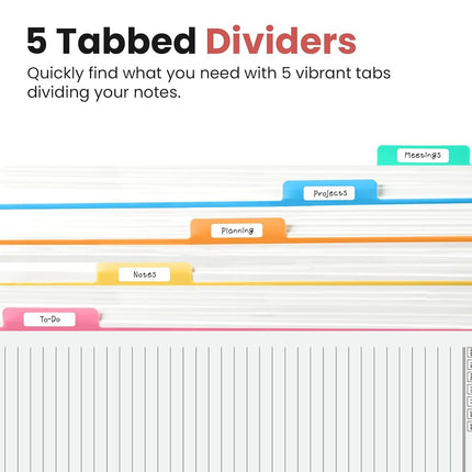Taja Spiral Notebooks for Work 5 Subject Notebook with Removable Dividers