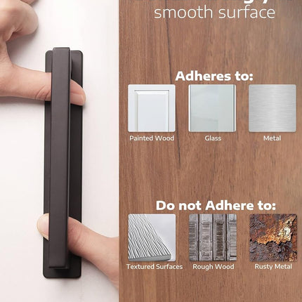 RVPEKUPE Adhesive Cabinet Handles Stick on Handle Self Stick Sliding Shower Door Handle 6" Black 14-Pack, ZN128BK-14P