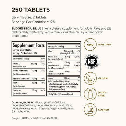 Solgar - B-Complex with Vitamin C Stress Formula Tablets 250 Count