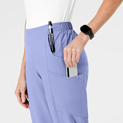 WonderWink Women's Flat Front Cargo Pant, Ceil Blue, Large