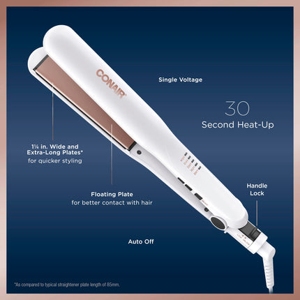 Plancha de pelo doble cerámica Conair, alisador de cabello de 1 1/4 pulgadas