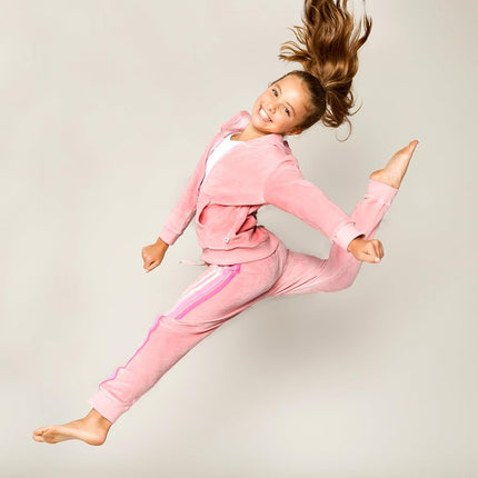 HonestBaby Velour Pullover Hoodie and Zip Front Sweatshirt and Jogger Sweatpants Set Baby, Toddler, Boys, Girls, Unisex, Pink with Stripe, 7 Years, Pink With Stripe, 7 Years