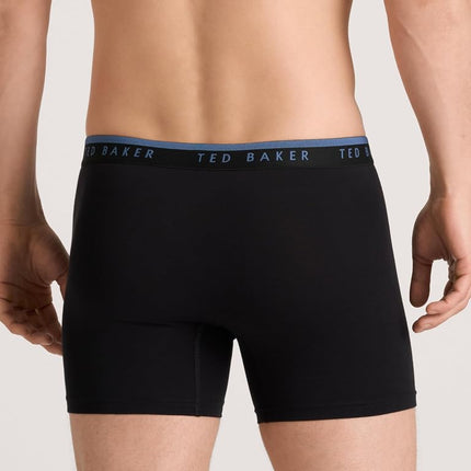 Ted Baker Men's Standard 4 Pack Cotton Stretch Boxer Briefs, Black Beauty